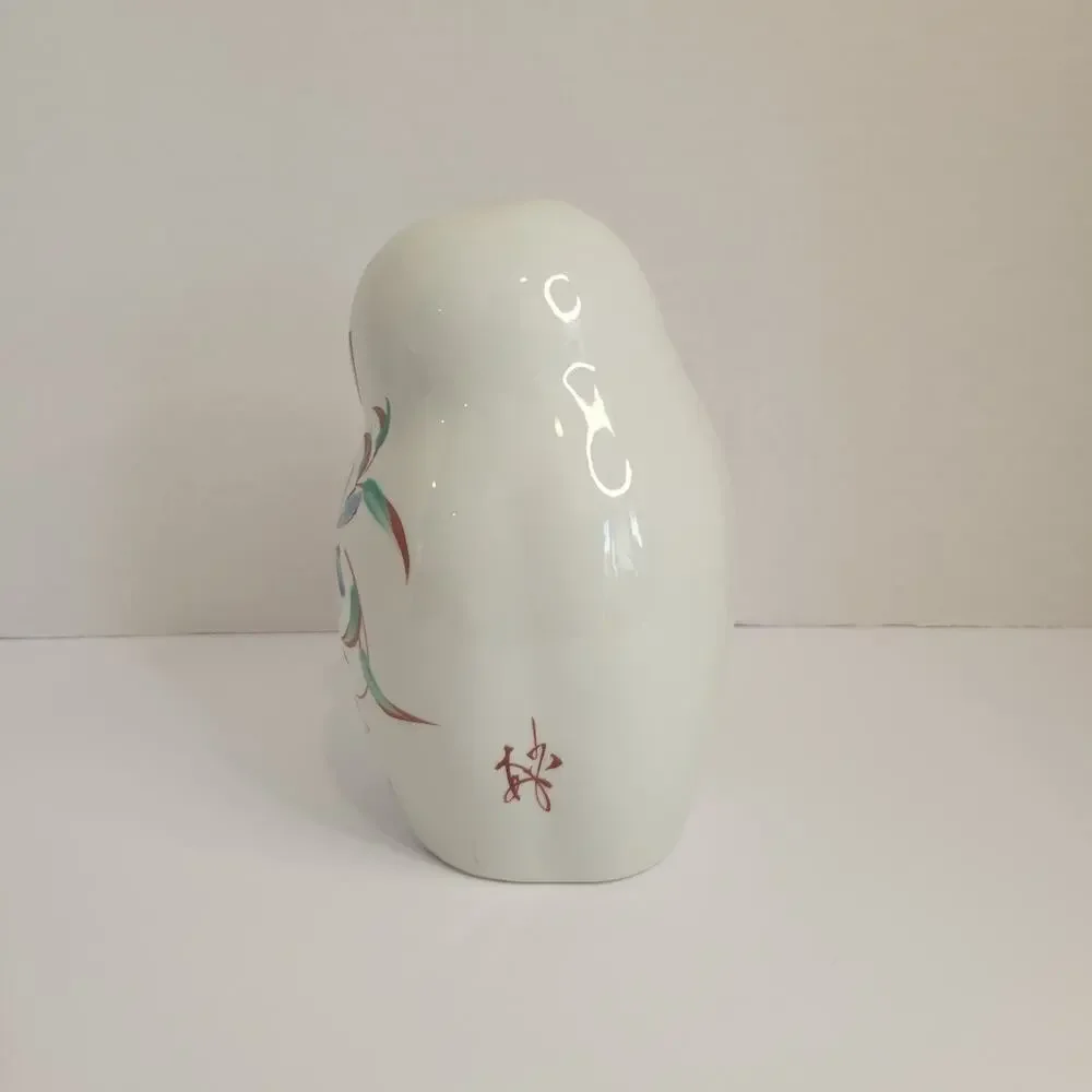 Vintage Japanese Arita Porcelain Owl Figurine – Hand Painted – Leaf Kiln Mark 7